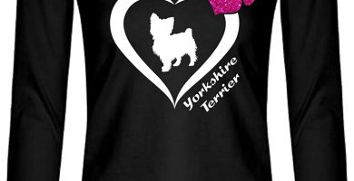 Camiseta de manga larga para mujer diseño con texto Yorkshire Terrier Yorkie en forma de corazón