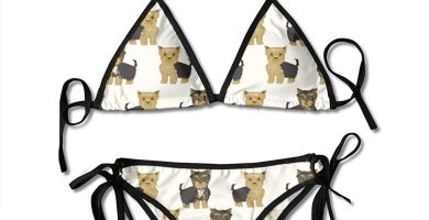 Conjunto de bikini sexy de dos piezas triangulares Yorkshire Terrier Pequeñitos