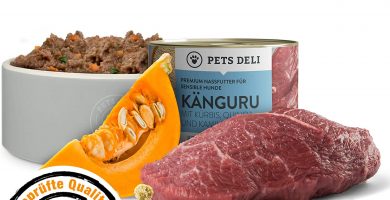 Deli Pets Comida húmeda para Perros 1,2 kg - Pack de 6 | Canguro con Calabaza y Quinoa - Adecuado para Perros con estómagos sensibles | 50% de Carne, sin Cereales ni aditivos