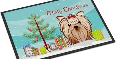 Felpudo diseño de Navidad y Yorkie Yorkshire Terrier